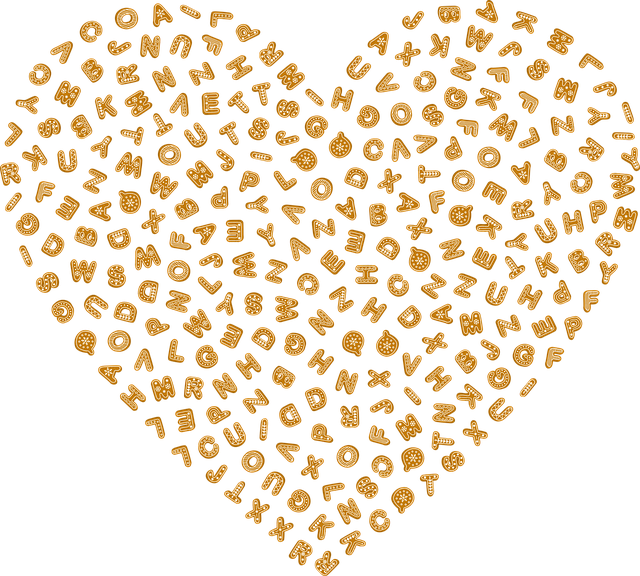 Free gingerbread alphabets heart vector