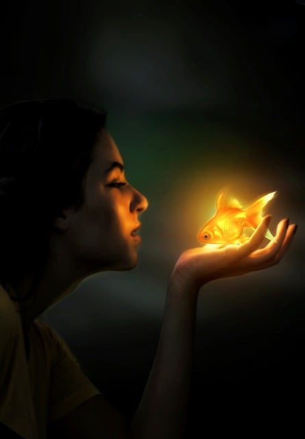 Free woman nature fish illustration