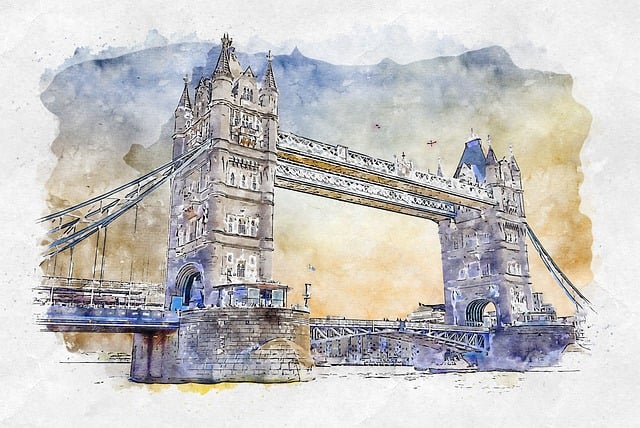 Free bridge river photo art illustration