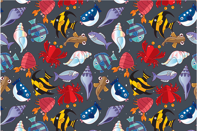 Free sea animals pattern wallpaper illustration