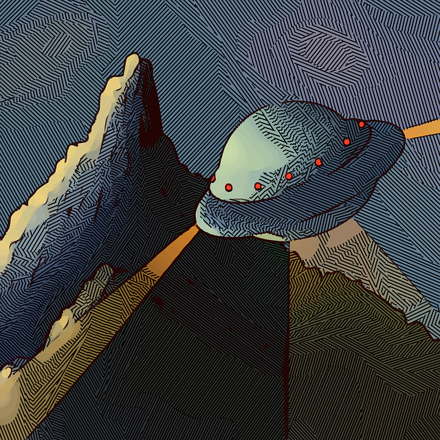 Free ufo flying mountains vector