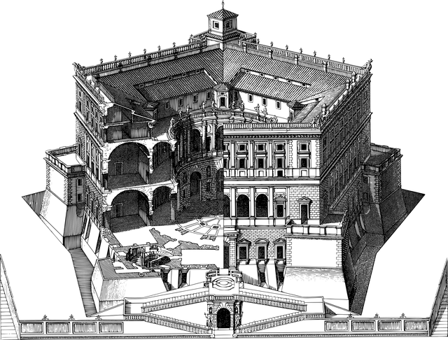 Free palace roman line art vector