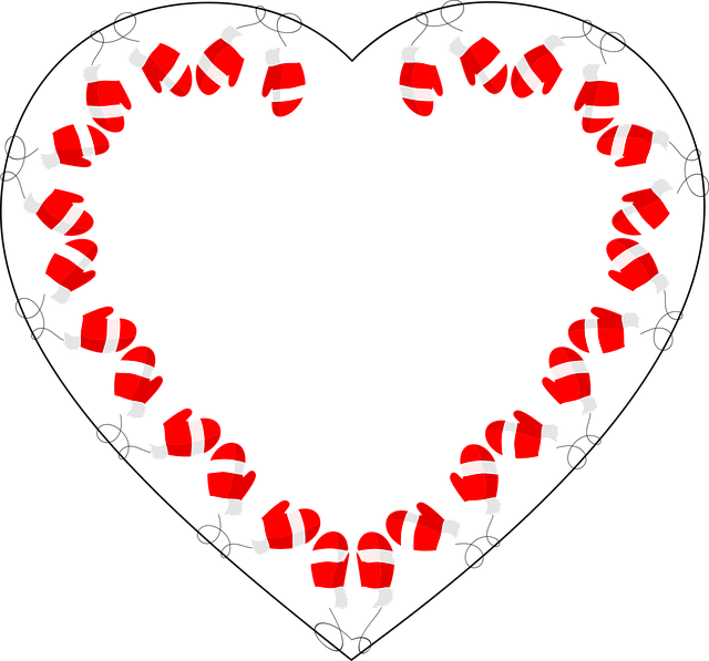 Free mittens heart frame vector