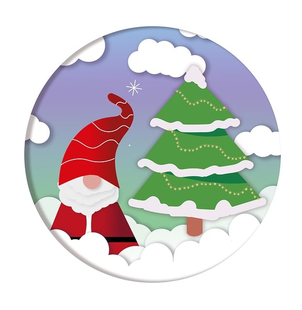 Free santa claus fir tree christmas illustration