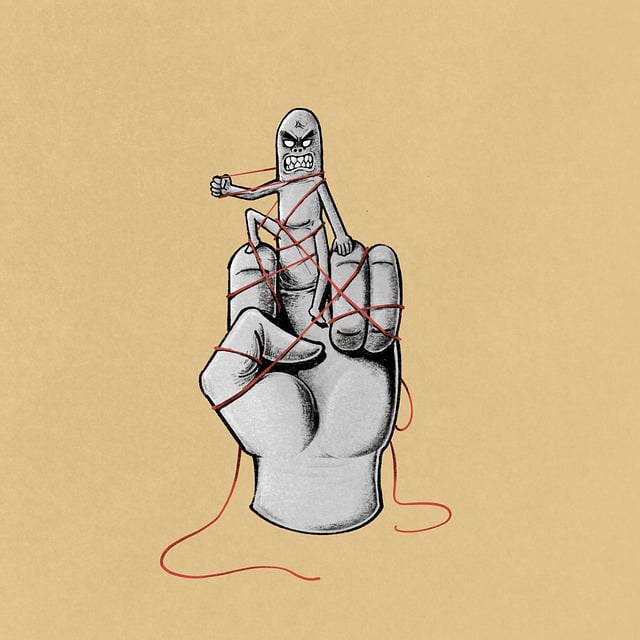 Free hand anger surreal illustration