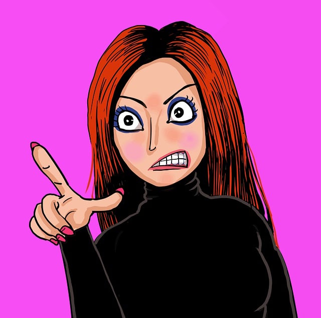 Free girl angry finger illustration