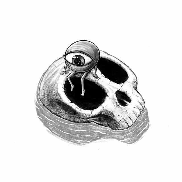 Free eyeball skull surreal illustration