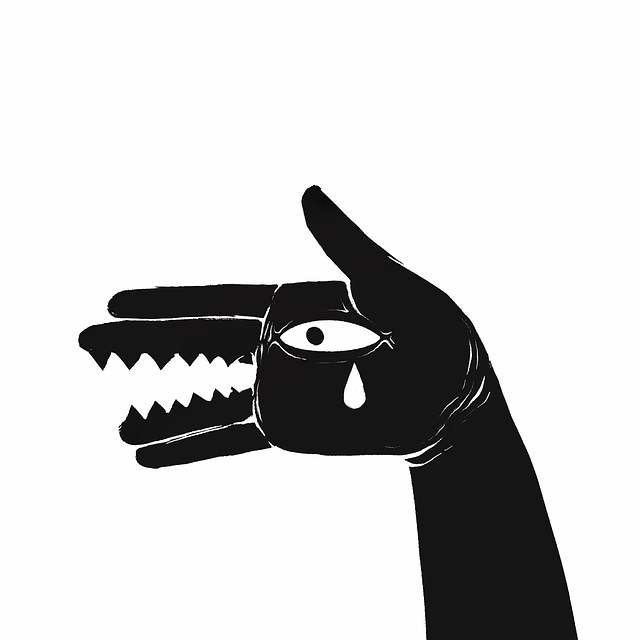 Free hand wolf teeth illustration