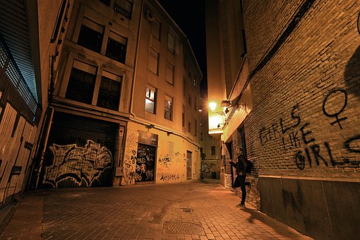 Gade, Gammel, Nat, Cuba, By, Arkitektur