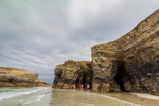 Strand, Sand, Mennesker, Klipper, Ocean