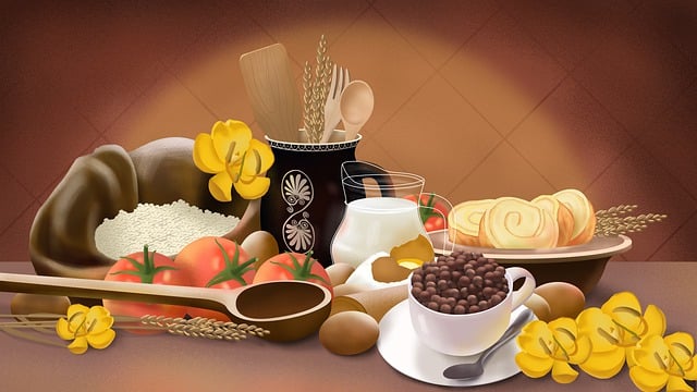 Free bread rice tomatoes illustration