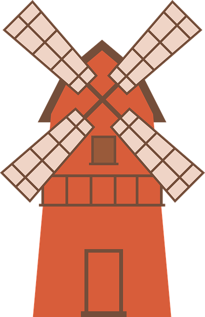 Free windmill building farm illustration