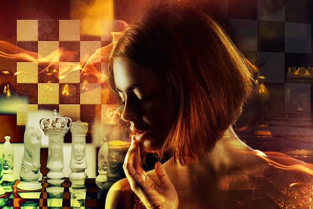 Free chess woman photo montage illustration