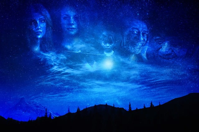 Rostos, Estrelas, Noite, Silhueta