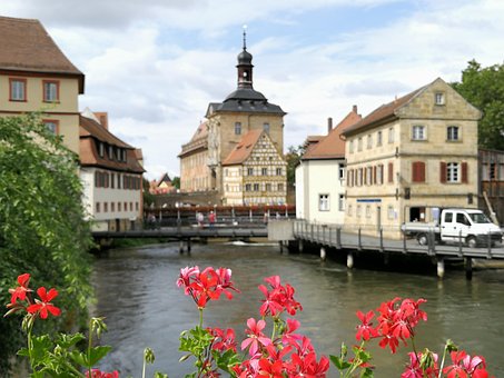 Bamberg, Rathaus, Brücke, Fachwerkhaus