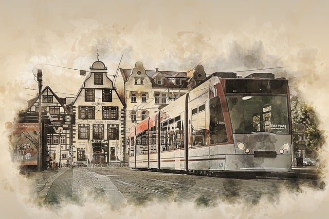 Free town train photo art illustration