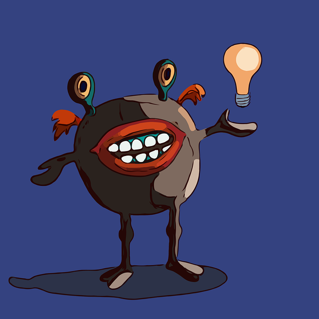 Free alien funny light bulb vector
