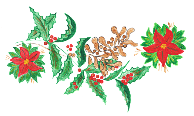 Free christmas mistletoe watercolor illustration