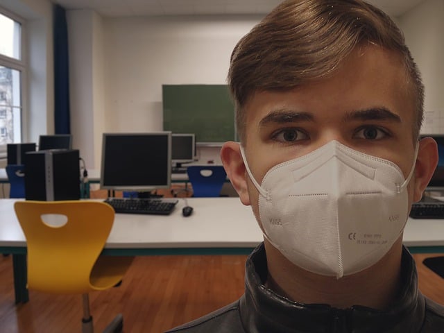 Free student mask classroom illustration