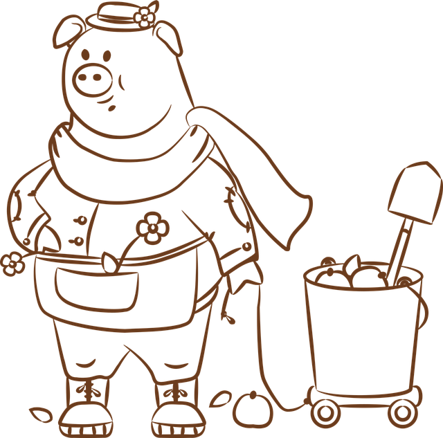 Free swine character cartoon vector