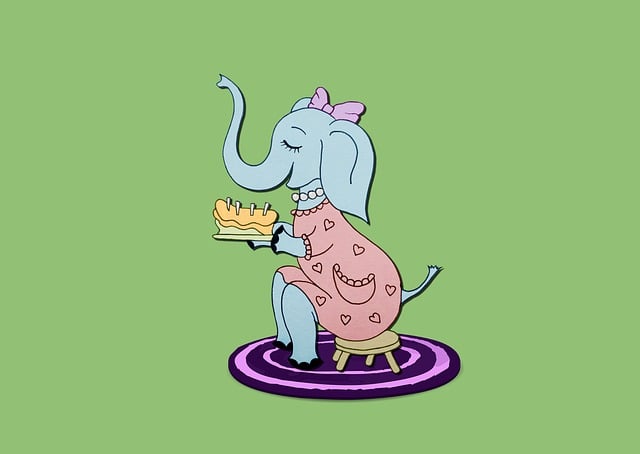 Free elephant happy birthday cake illustration
