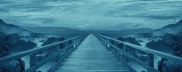 Free bridge pier crossing illustration