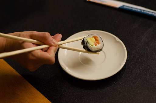 Sushi, Spisepinner, Mat, Laks, Spise