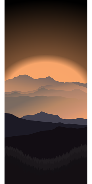 Free mountains sunset minimalist vector