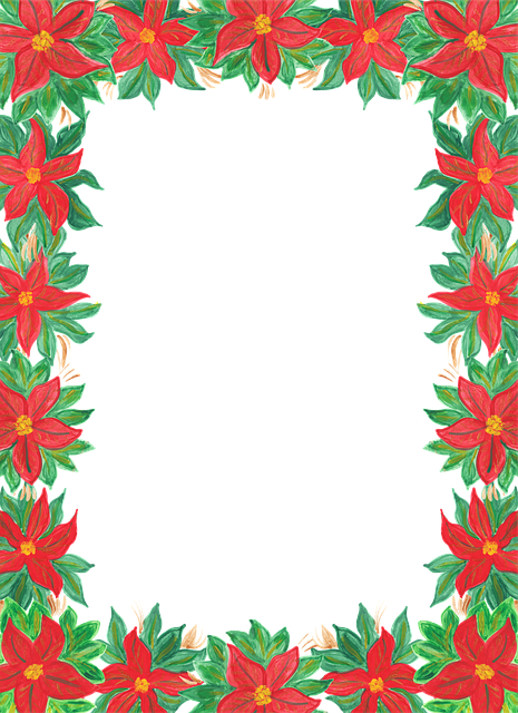 Free poinsettia flowers border illustration