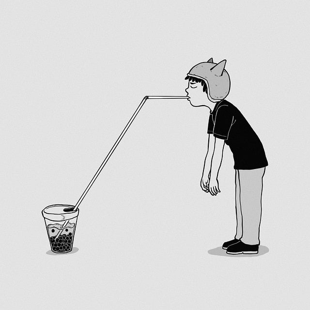 Free drink man surreal illustration