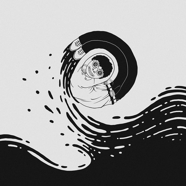 Free man spinning surreal illustration