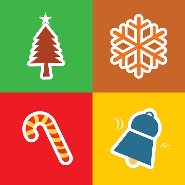 Free candy cane fir tree silhouette jingle bell illustration