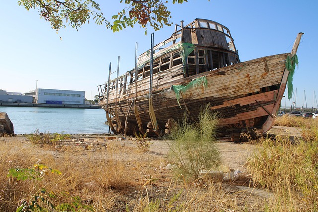 boat, motor ship, abandoned, catamaran, river, cadiz, varadero