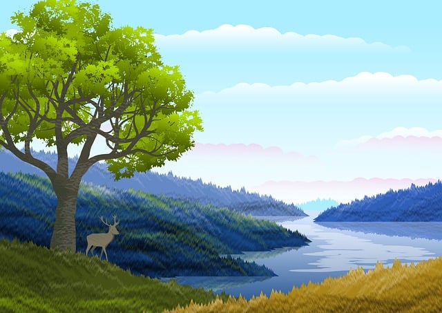 Free lake hills deer illustration
