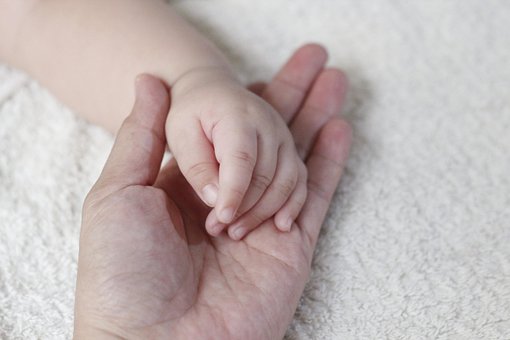 Mutter-Kind, Neugeborenes, Hand, Warm
