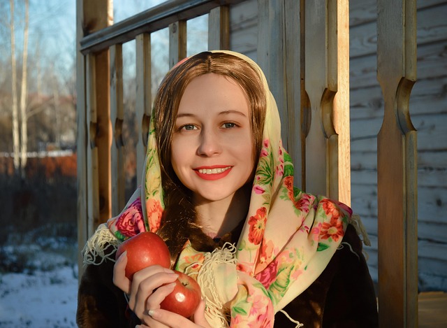 Woman, Shawl, Mittens, Porch