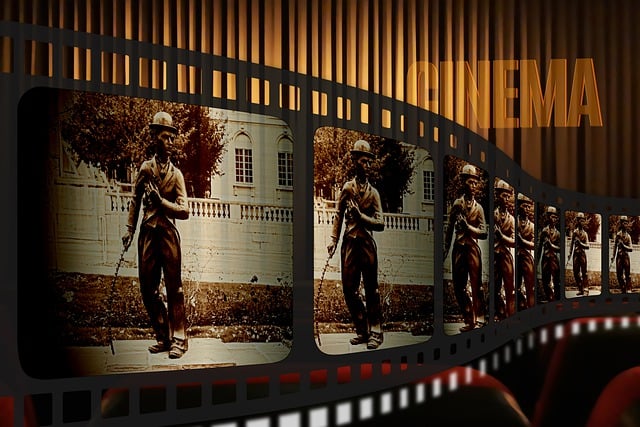 Free filmstrip movie theater charlie chaplin illustration