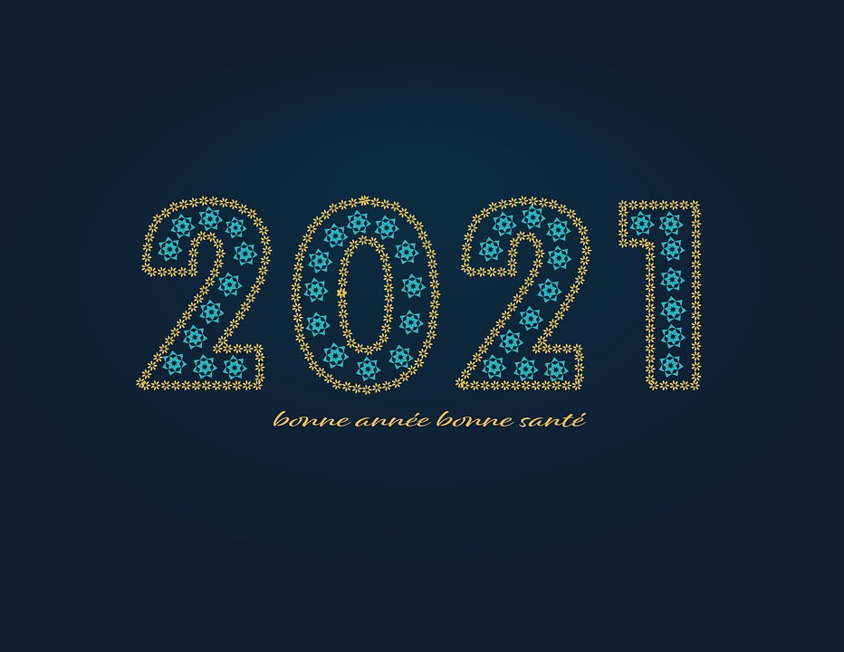 Nouvel An, Début, 2021, Floraux, Fleurs, Célébrer