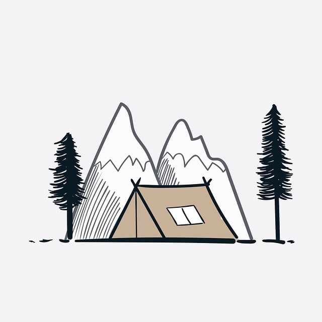 Free mountains camping tent illustration