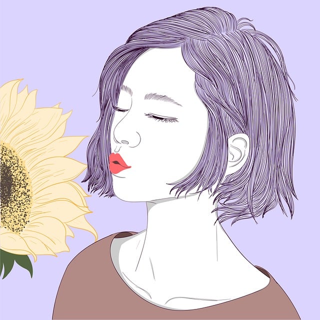 Free girl flower portrait illustration