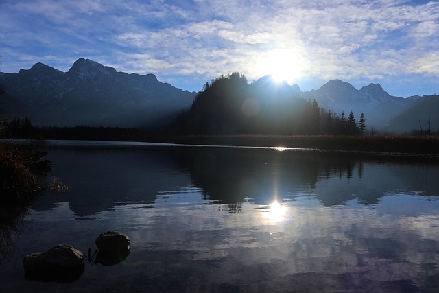 Winterlandschaft, Berge, See, Schnee