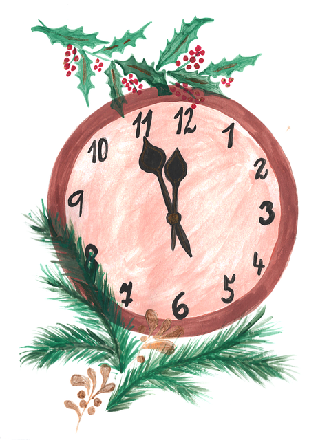 Free clock midnight new year's eve vector