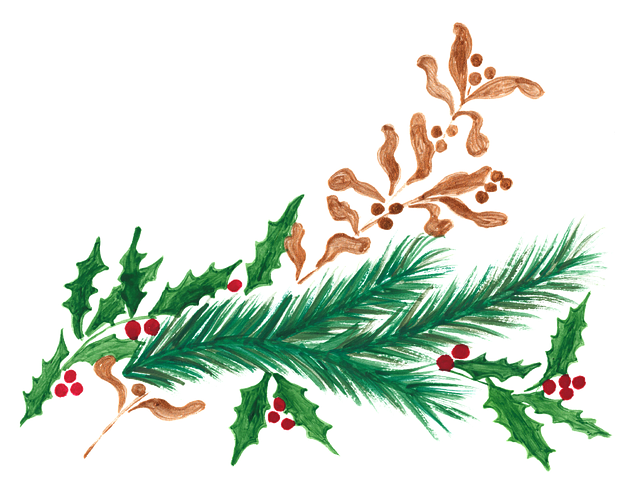 Free ornament needles holly vector