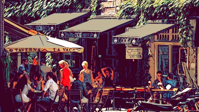 Free restaurant beer garden historic center illustration