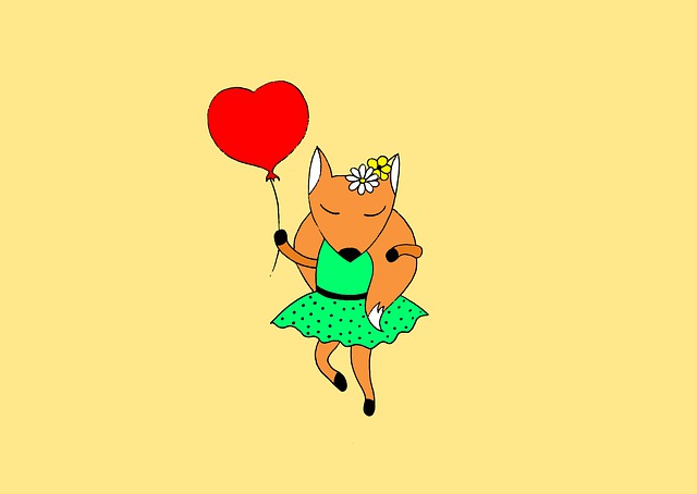 Free fox girl balloon illustration
