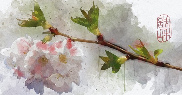 Blomster, Gren, Maleri, Blomme Blomstre