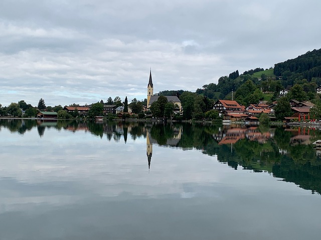 Beieren, Schliersee, Reflectie, Wolken