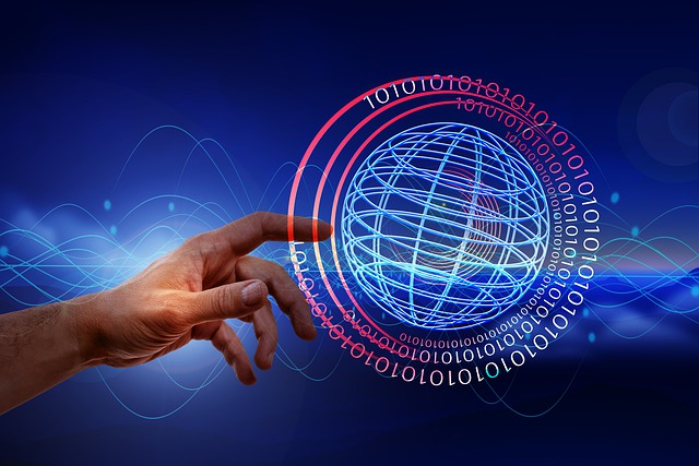 Free artificial intelligence binary code hand illustration
