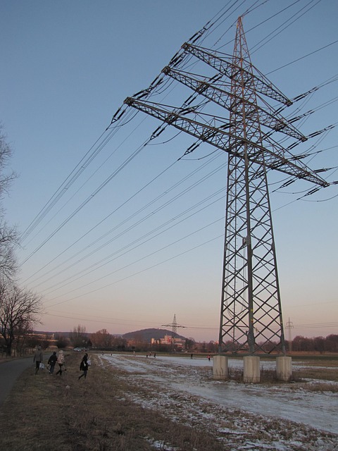 Strommasten, Strom, Co2, Winter, Kalt