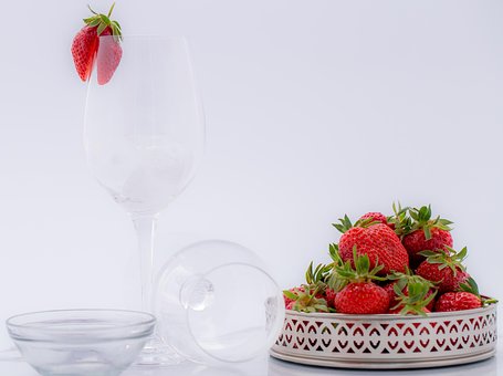 Erdbeeren, Früchte, Glas, Lebensmittel